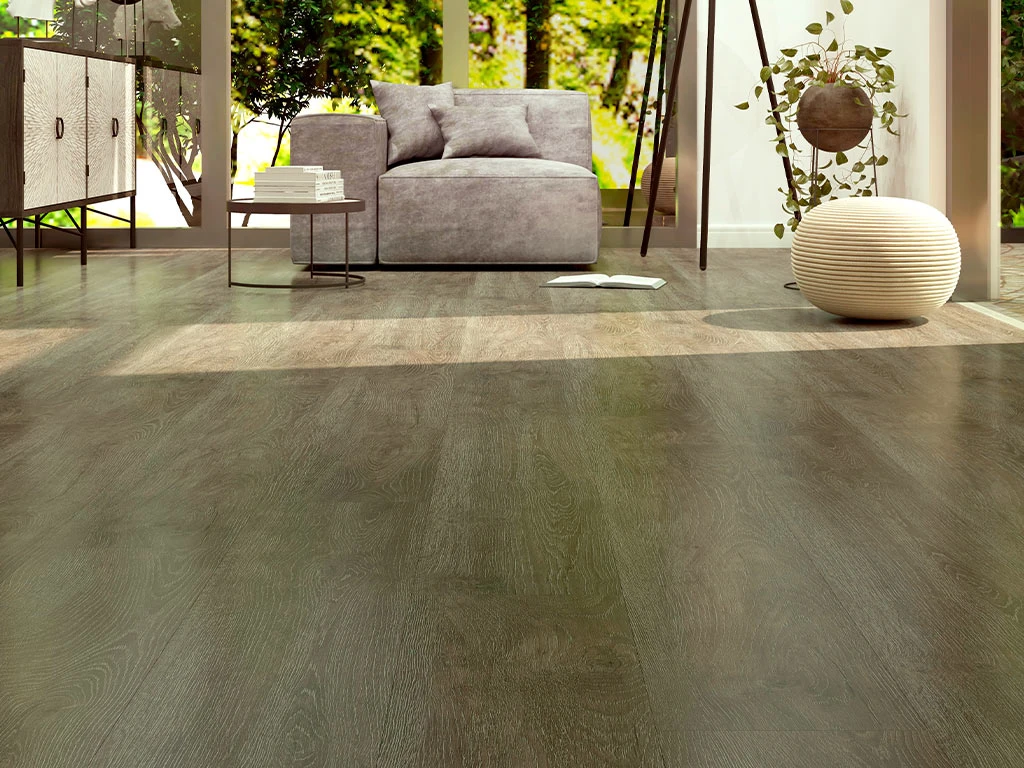 Sol En Vinyle Sur HDF Vintage Chêne Brun Noir Au Format De Lames Larges à L'ancienne 2 Sol En Vinyle Sur HDF Vintage Chêne Brun Noir Au Format De Lames Larges à L'ancienne – Image 2